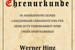 Ehrenurkunde Werner Hinz